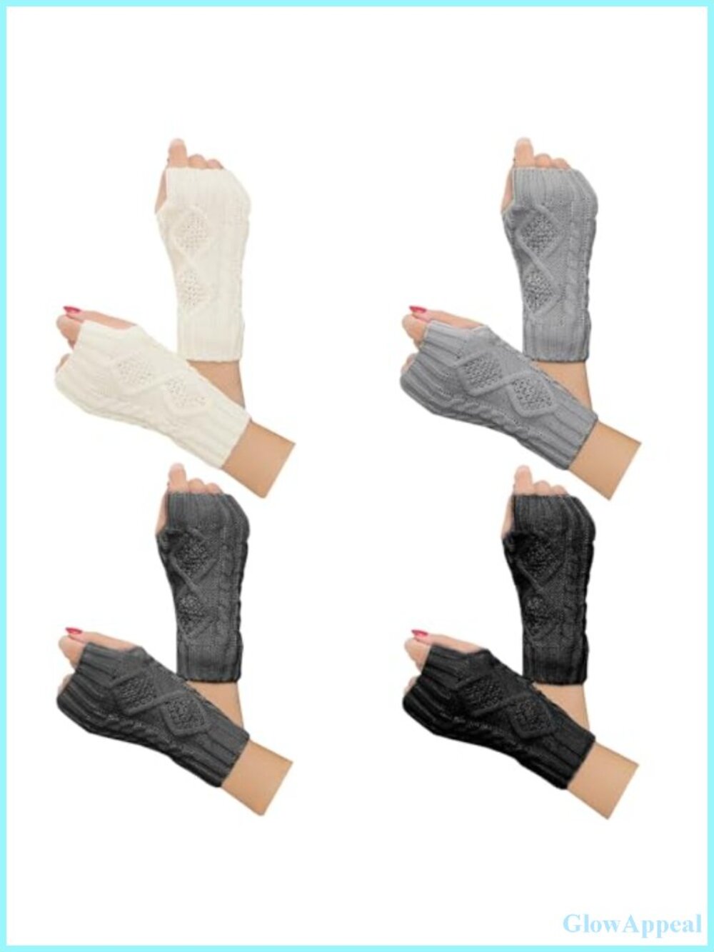 Women's Knit Fingerless Gloves Thumbhole Arm Warmers High Stretch